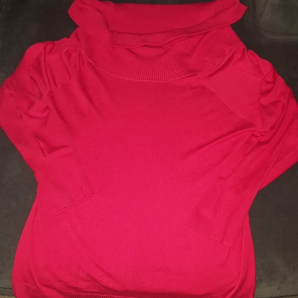 Red scoop neck sweater